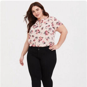 Torrid Floral  Georgette Cutout Blouse